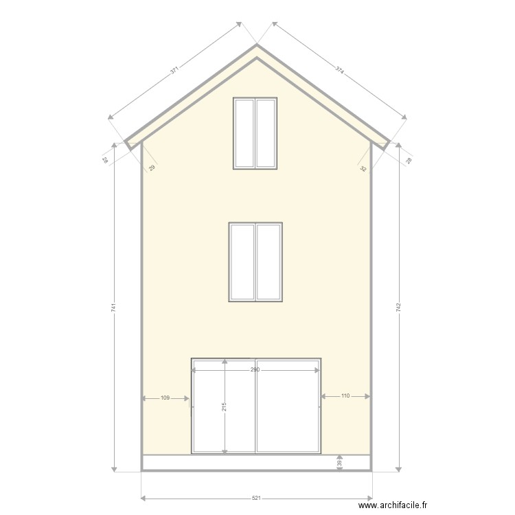 Plan de façade après 2. Plan de 0 pièce et 0 m2