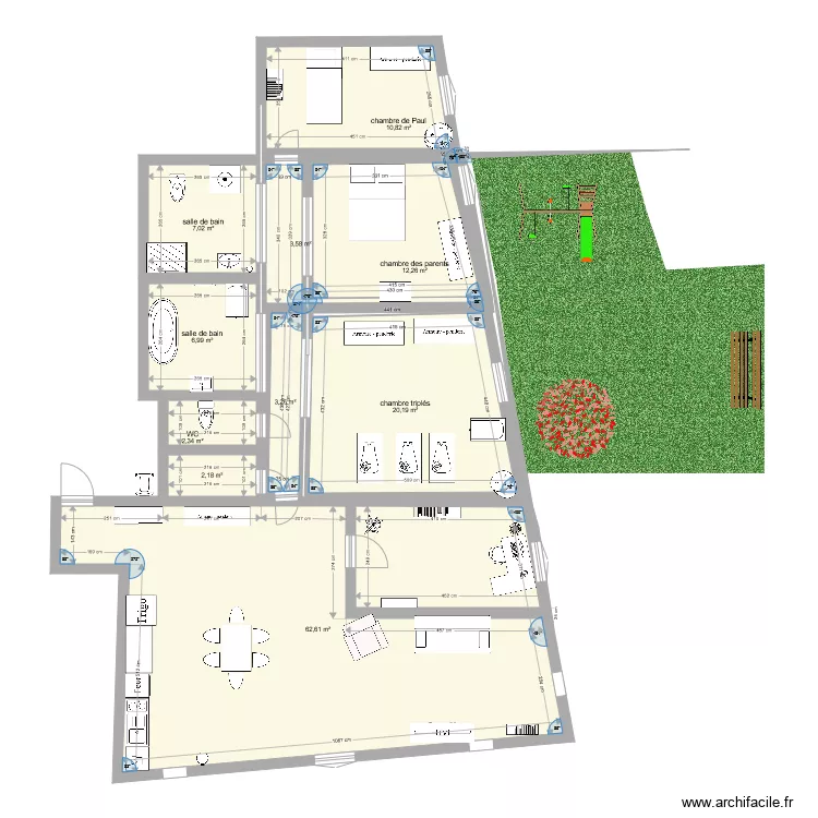 triplé. Plan de triplé. Plan de