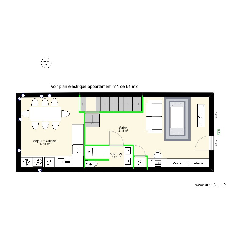 APT n°4 76 m2. Plan de 5 pièces et 106 m2