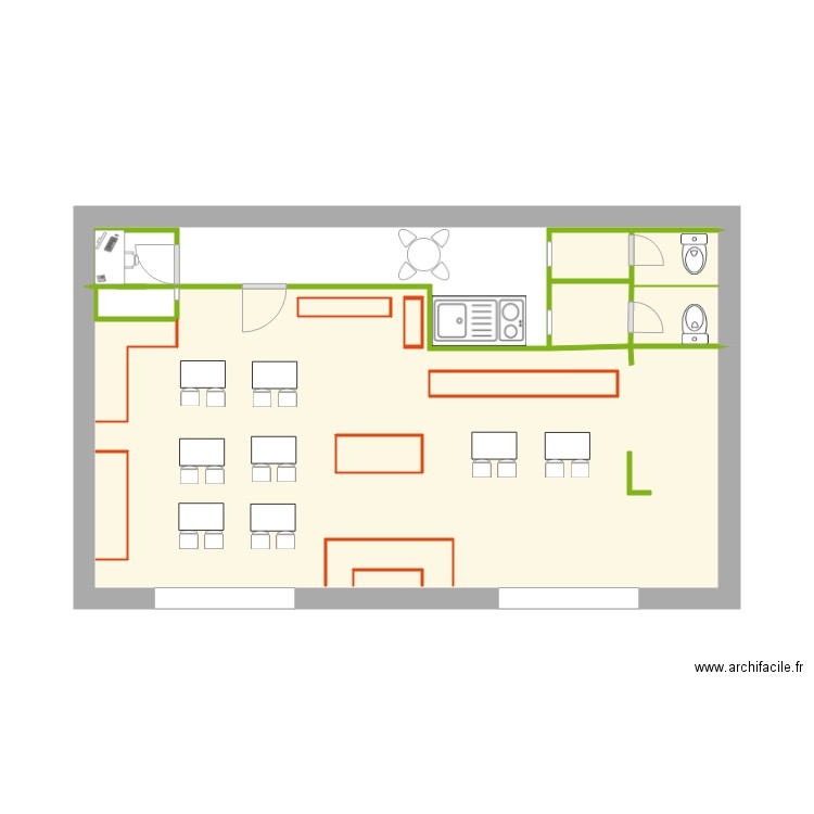 plan magasin Grand Optical. Plan de 8 pièces et 27 m2