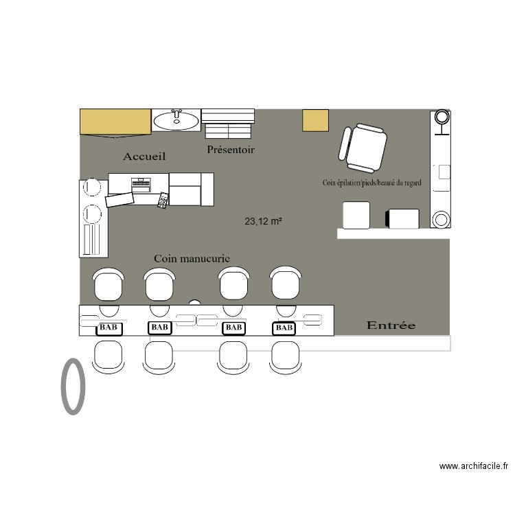BAB bar à beauté. Plan de 0 pièce et 0 m2