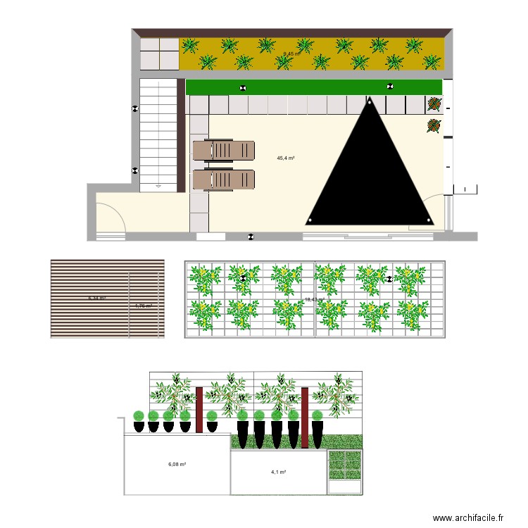 Cour Quevy New. Plan de 7 pièces et 92 m2