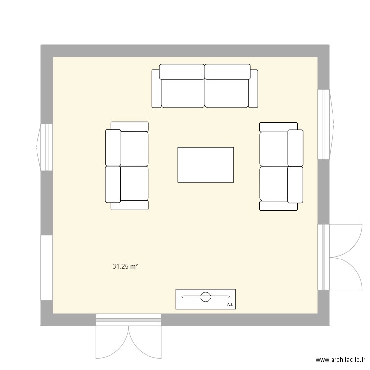 Salon. Plan de 1 pièce et 31 m2