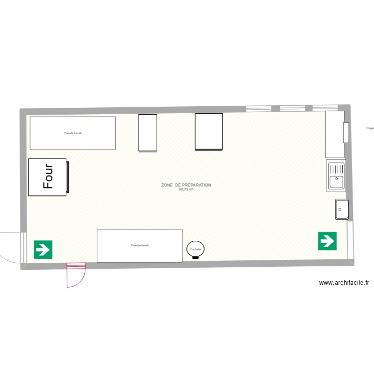 prepa. Plan de 1 pièce et 90 m2
