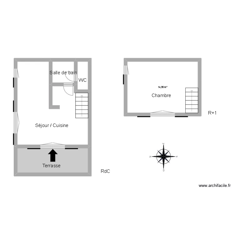 50919 GARAY MOUZON. Plan de 5  et 45 m²