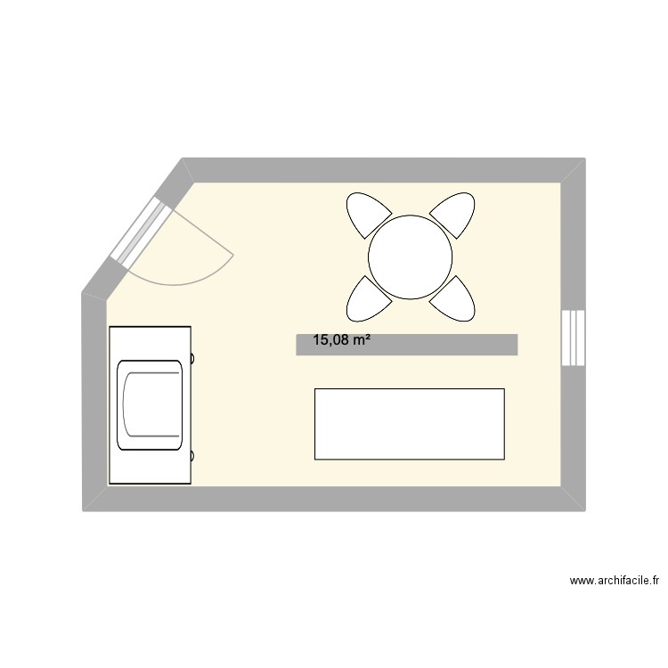 cabinet. Plan de 1 pièce et 15 m2