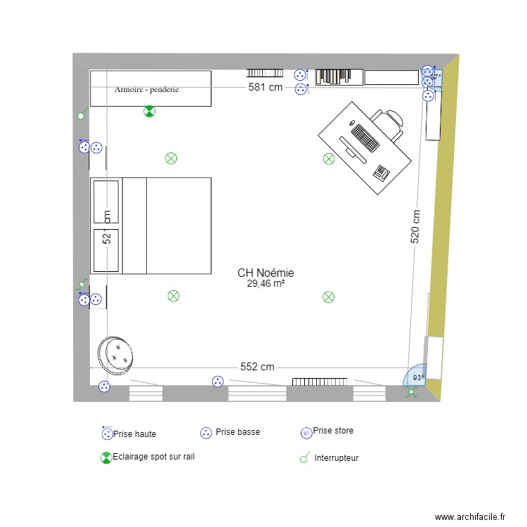 CH Noémie. Plan de 1 pièce et 29 m2