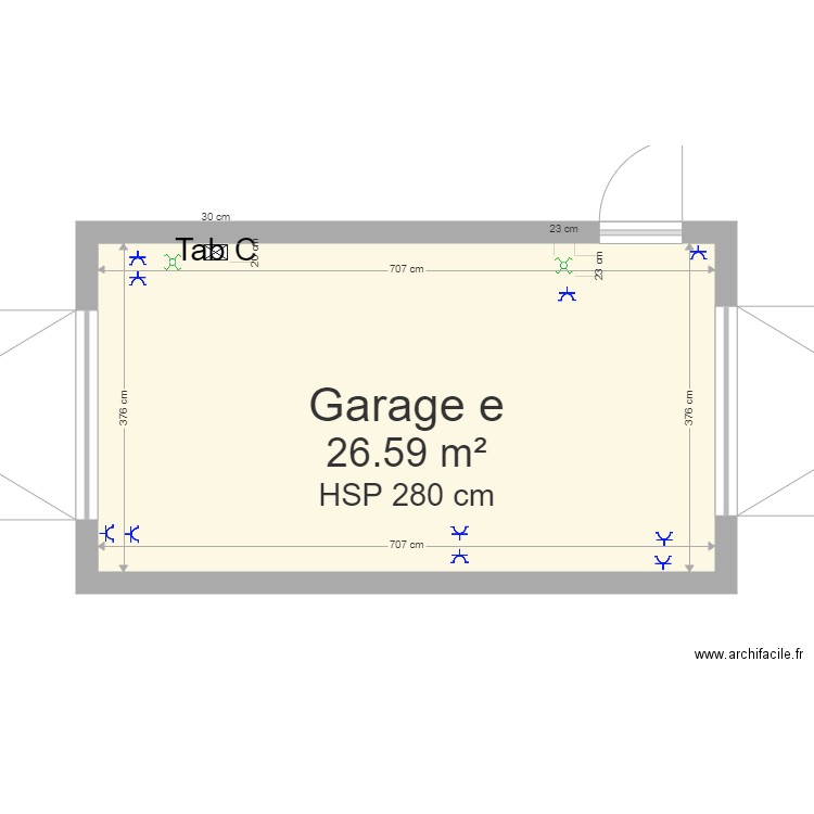 Schéma Position garage. Plan de 1 pièce et 27 m2