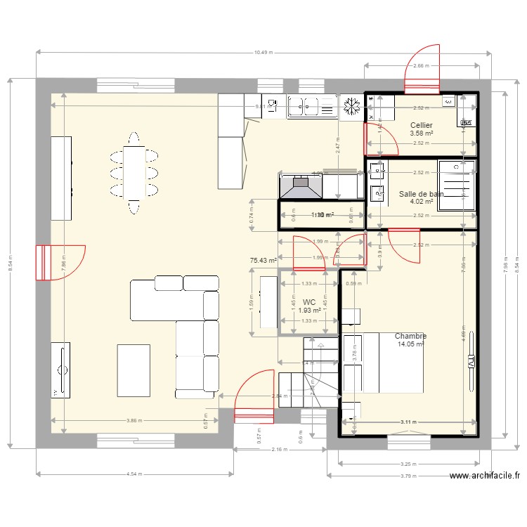 maison avec cote. Plan de 0 pièce et 0 m2