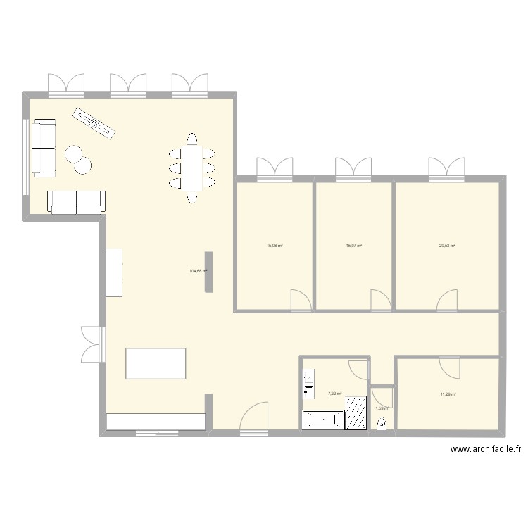 Villa 51. Plan de 7 pièces et 175 m2
