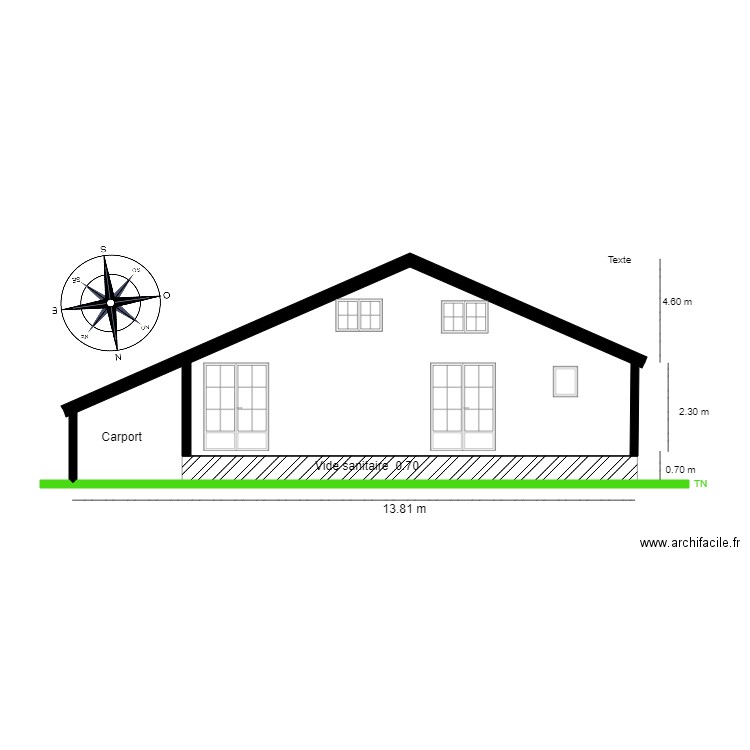 chalet 63 Facade NORD. Plan de 0 pièce et 0 m2