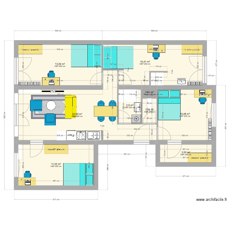 18 Square des Cormiers - Rennes - Projet Colocation. Plan de 9 pièces et 81 m2