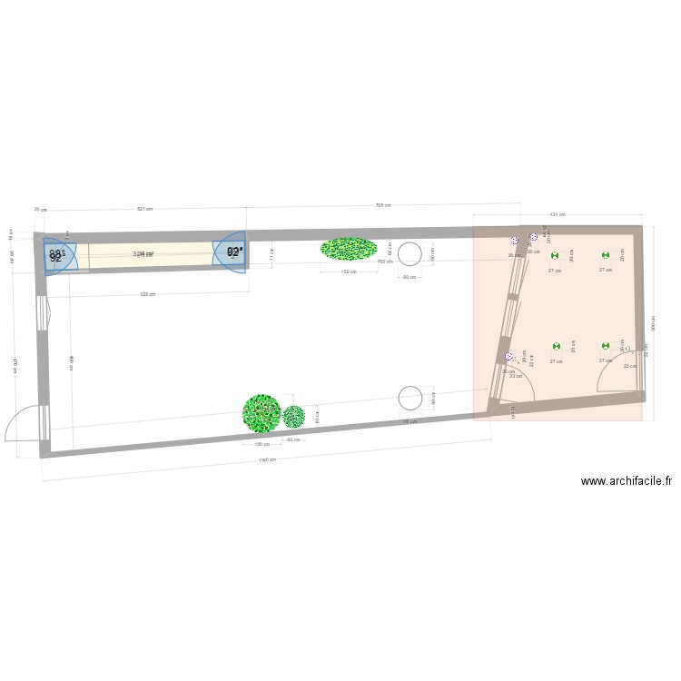 Extension de Dun. Plan de 1 pièce et 3 m2