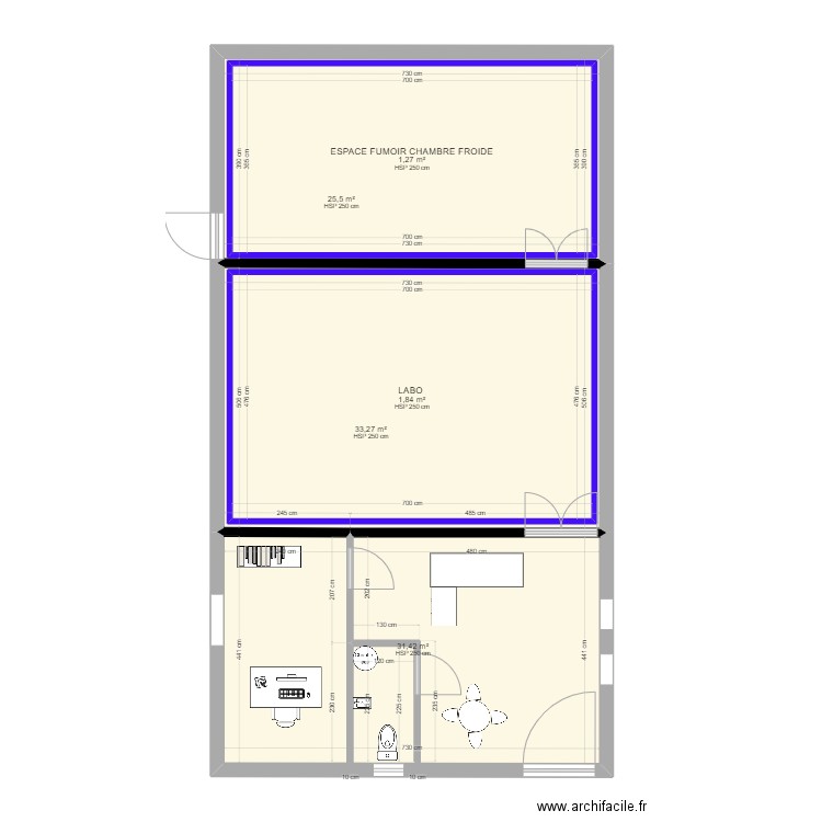 plan surface panneaux sandwich. Plan de 5 pièces et 156 m2