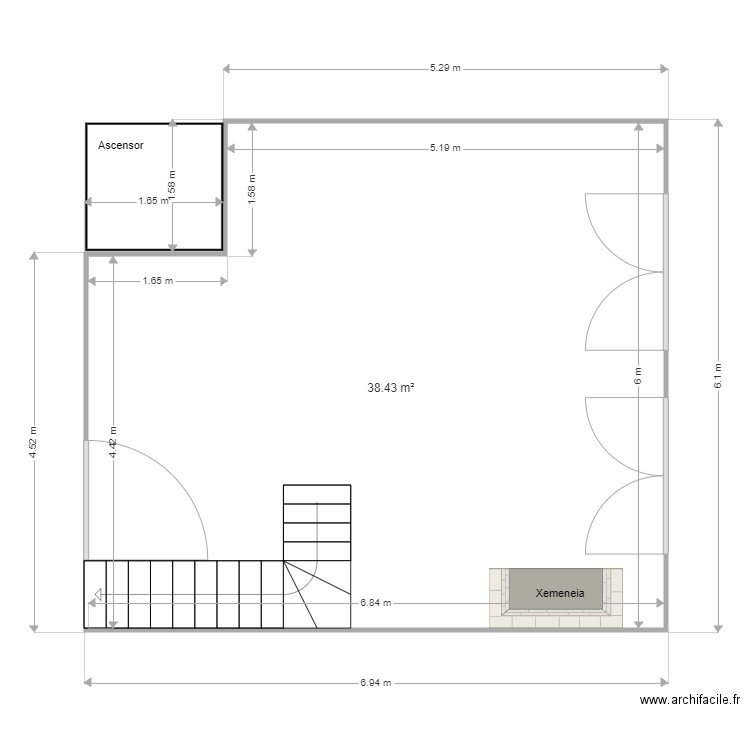 Planta 1 Menjador Actual v2. Plan de 1 pièce et 38 m2