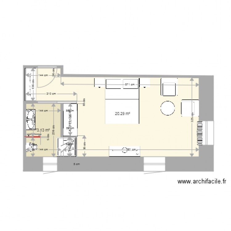 chambre bleue cotes2. Plan de 0 pièce et 0 m2