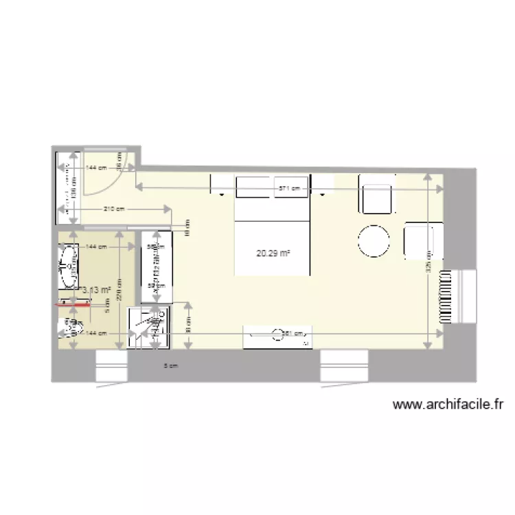 chambre bleue cotes2. Plan de 