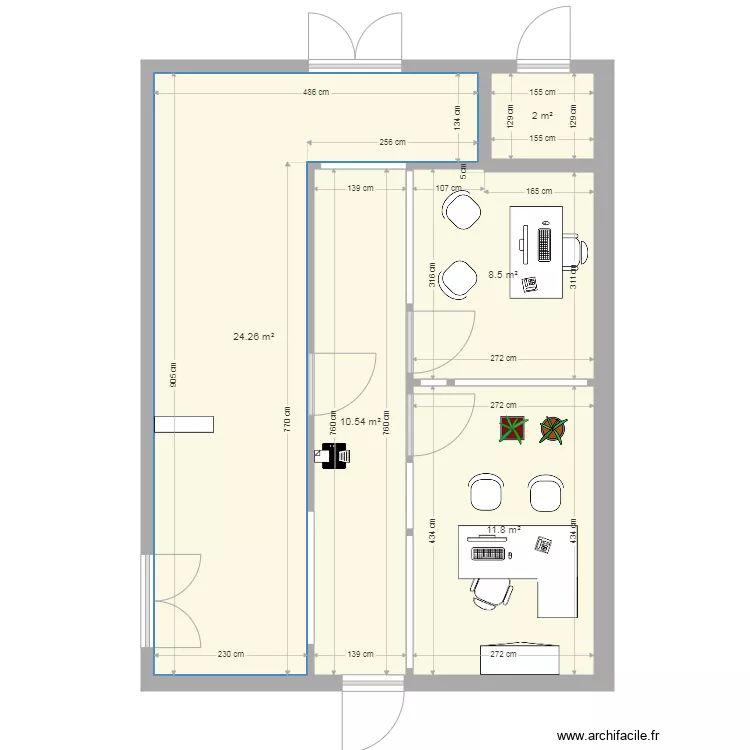 bureau regie. Plan de 