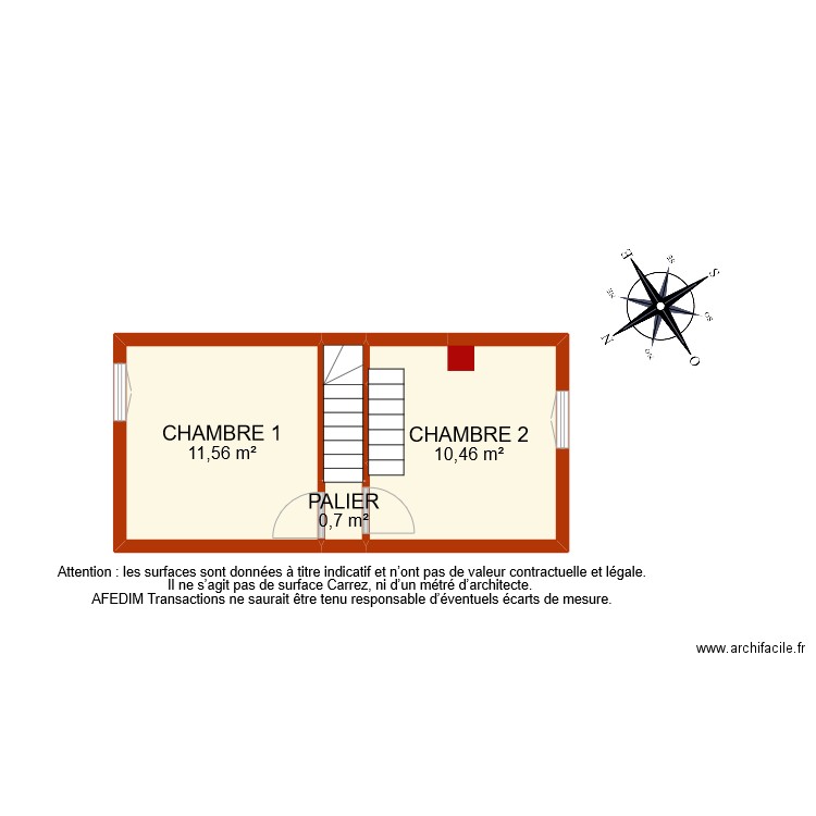 BI 7857 ETAGE 1. Plan de 5 pièces et 25 m2