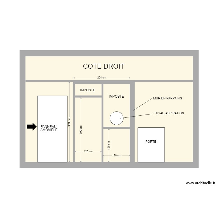 CLOISON ASPIRATION COTE DROIT. Plan de 0 pièce et 0 m2