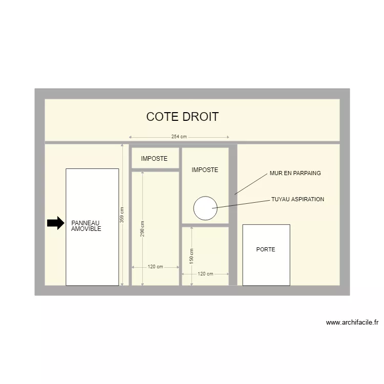 CLOISON ASPIRATION COTE DROIT. Plan de CLOISON ASPIRATION COTE DROIT. Plan de