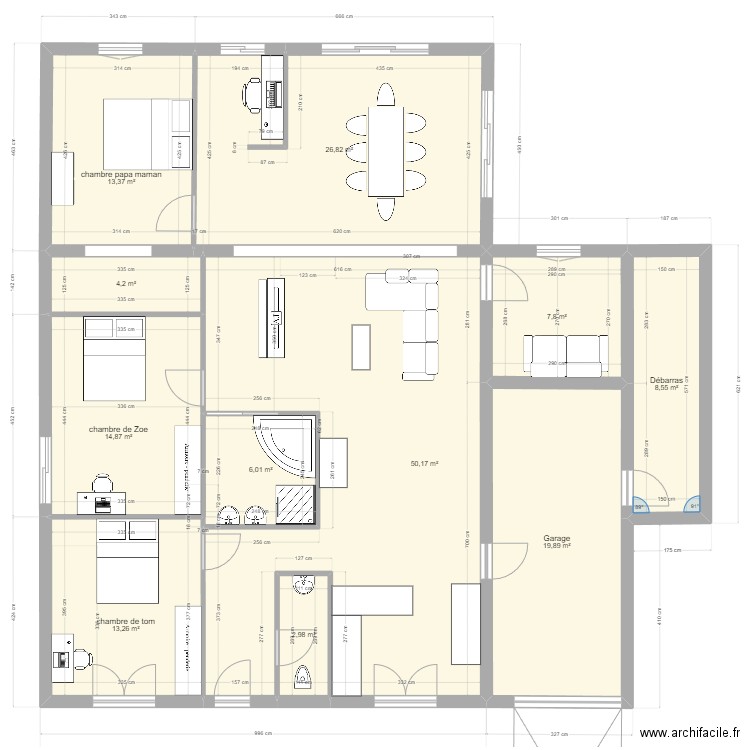 maison de base et extension a 4.8. Plan de 11 pièces et 168 m2