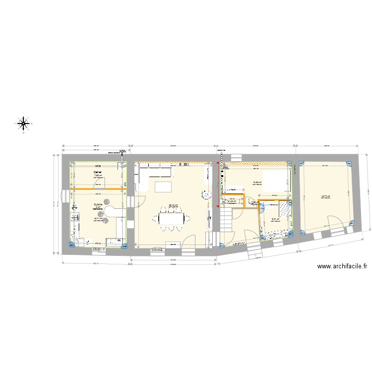 RDC habitation amenage V2. Plan de 0 pièce et 0 m2