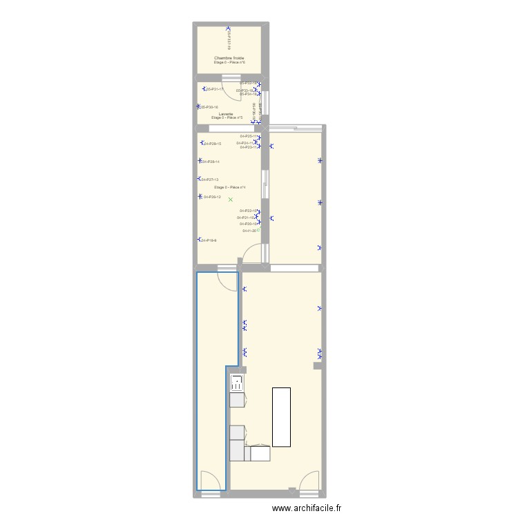 Rez Elec Position. Plan de 6 pièces et 83 m2