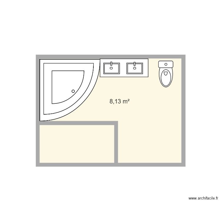 SALLE DE BAIN. Plan de 2 pièces et 10 m2