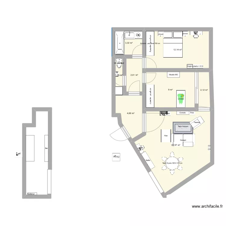 Chez nous - mesur&eacute;. Plan de 
