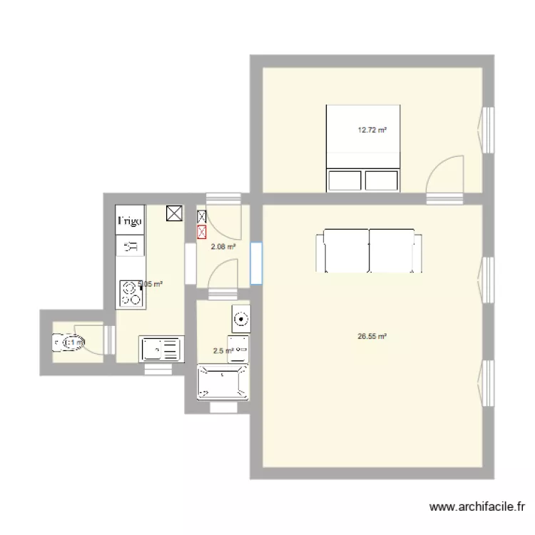 Am&eacute;nagement r&eacute;cup&eacute;ration couloir sdb. Plan de 
