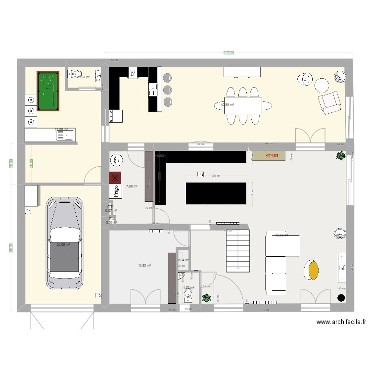 plan maison . Plan de 12 pièces et 161 m2