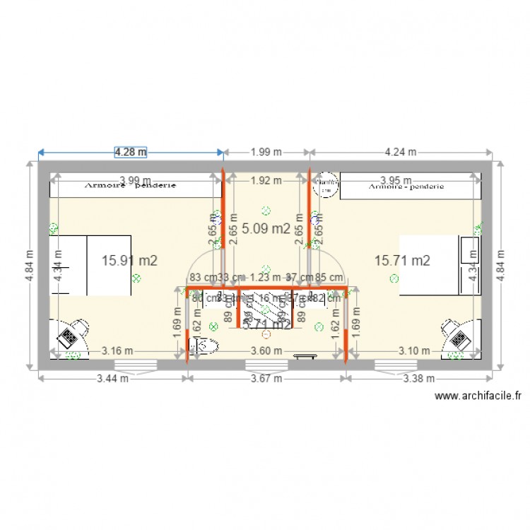 chambre etage. Plan de 0 pièce et 0 m2