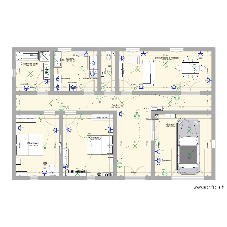 Maison Alfred (co-inter). Plan de 8 pièces et 118 m2