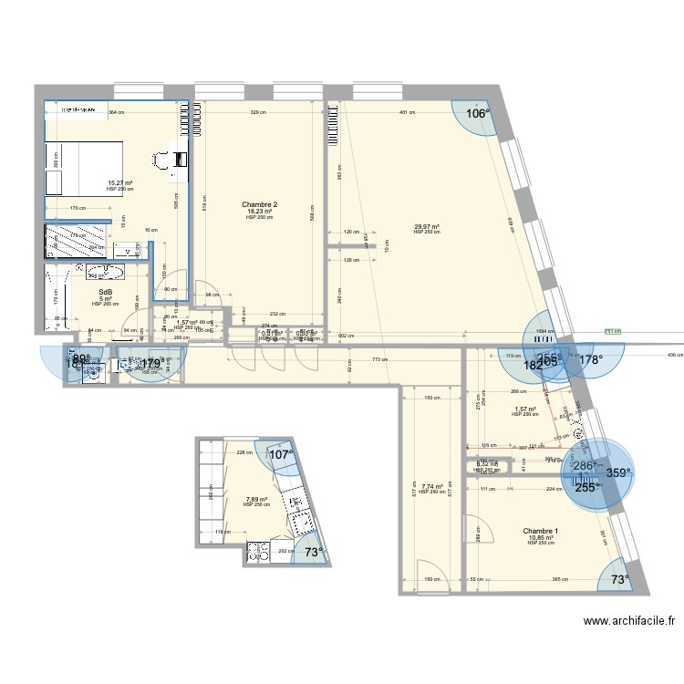 haute seille v2 sdb ilot bonne 150x80. Plan de 0 pièce et 0 m2