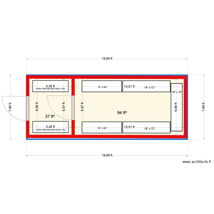 Mil Ireland - centered doors. Plan de 0 pièce et 0 m2