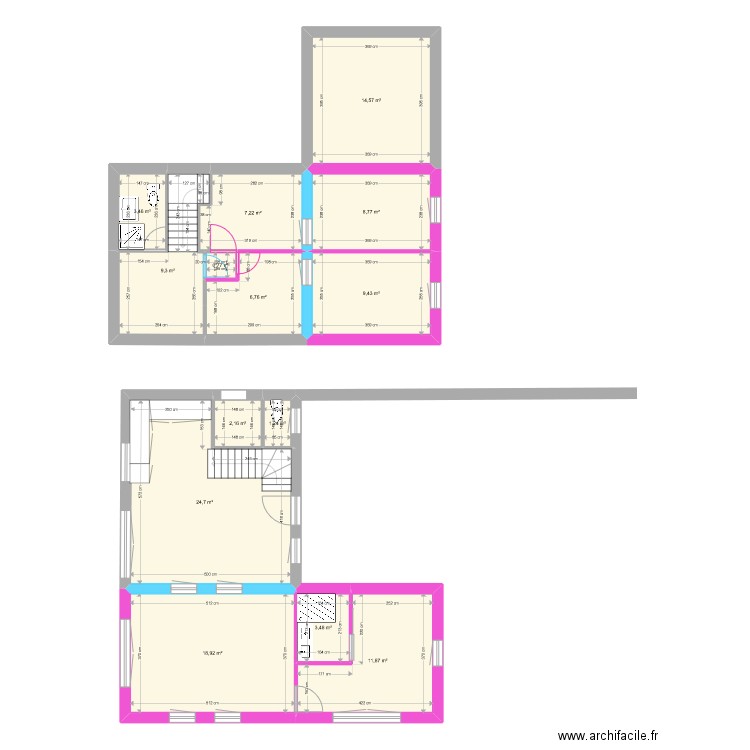 Copponex. Plan de 14 pièces et 123 m2
