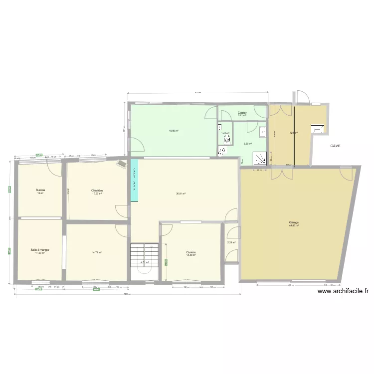 Projet RdC  v6 SdB agrandie. Plan de 