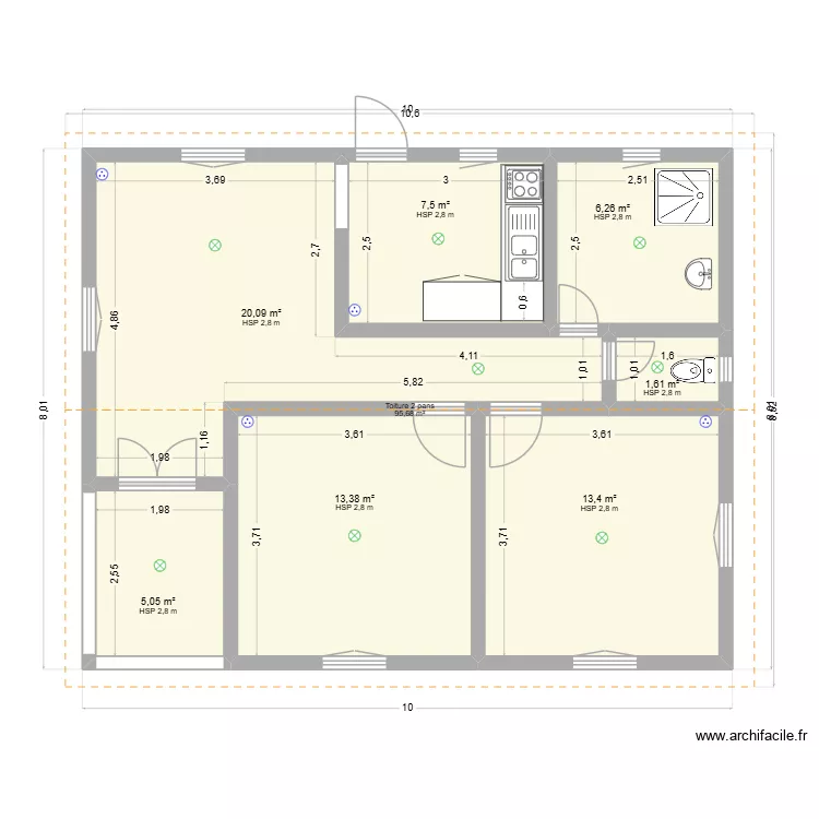 ANTSOAKAMANONDRO. Plan de 7  et 67 m²