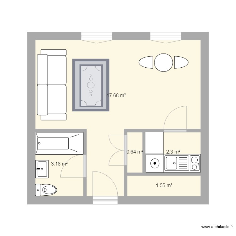 Appart 24m2  Tulle. Plan de 0 pièce et 0 m2