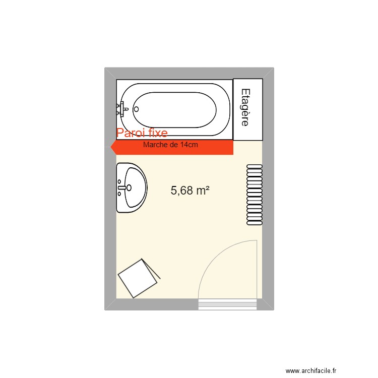 GAUTHIER . Plan de 1 pièce et 6 m2