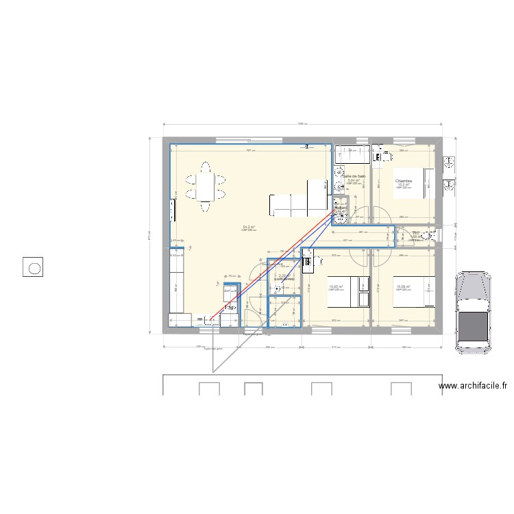 Audebeau primevere 2a . Plan de 8 pièces et 95 m2