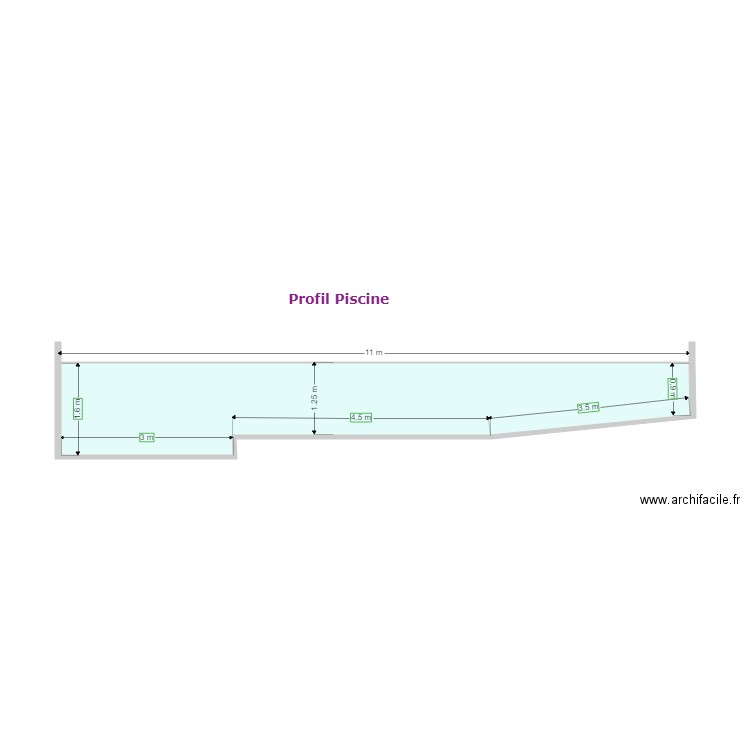 Profil piscine. Plan de 0 pièce et 0 m2