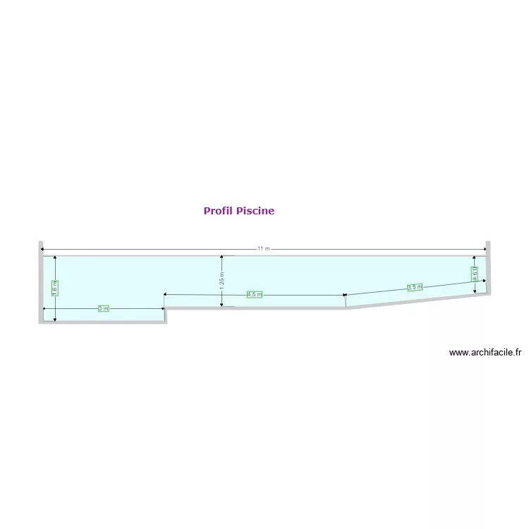 Profil piscine. Plan de 