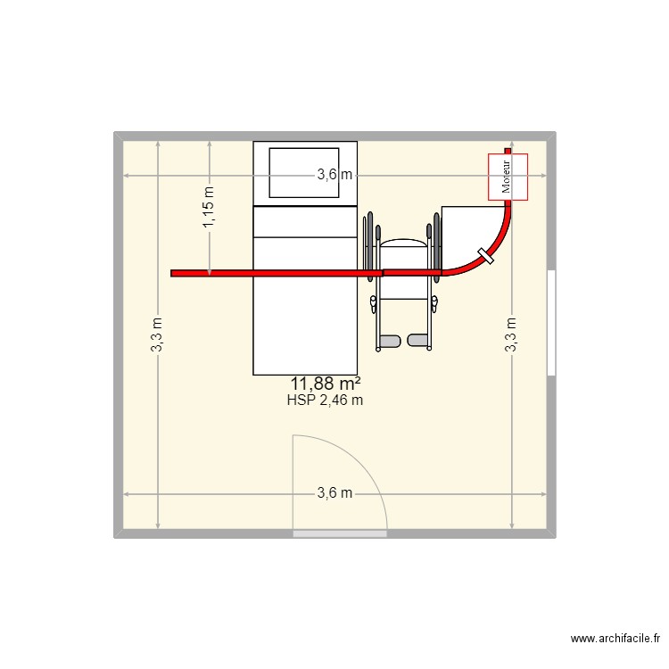 FAURE. Plan de 1 pièce et 12 m2