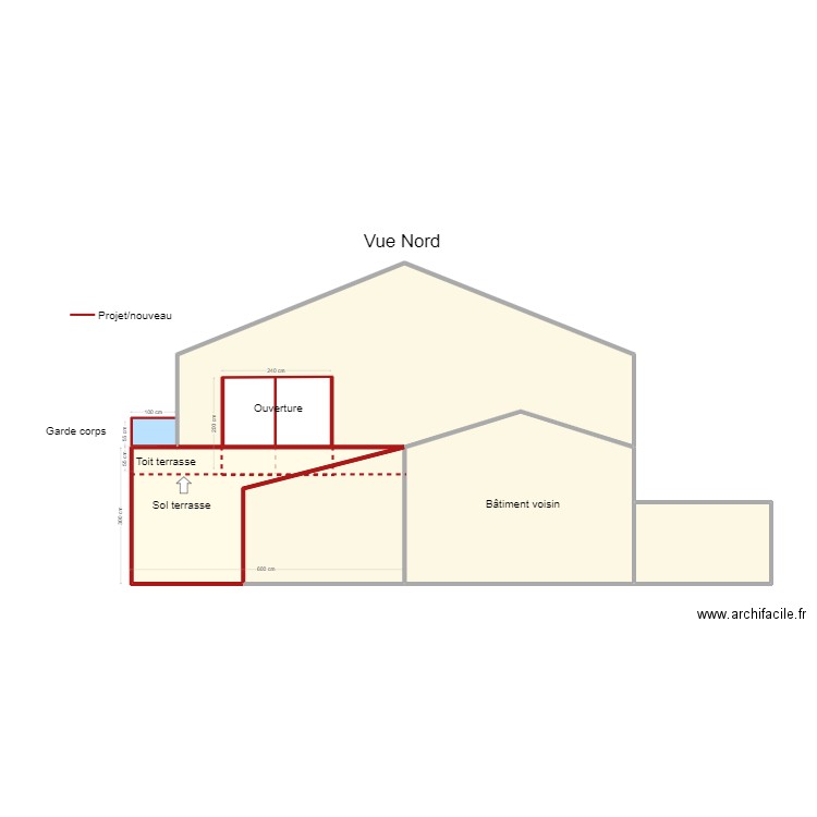 garage vue Nord. Plan de 7 pièces et 67 m2