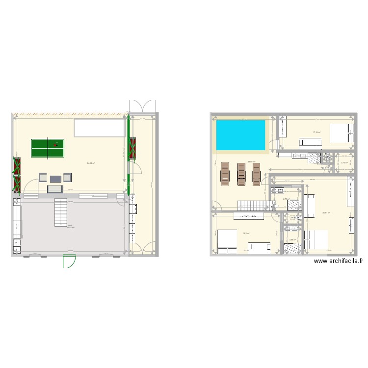 Maison Deauville Plan SousSol v4. Plan de 11 pièces et 252 m2