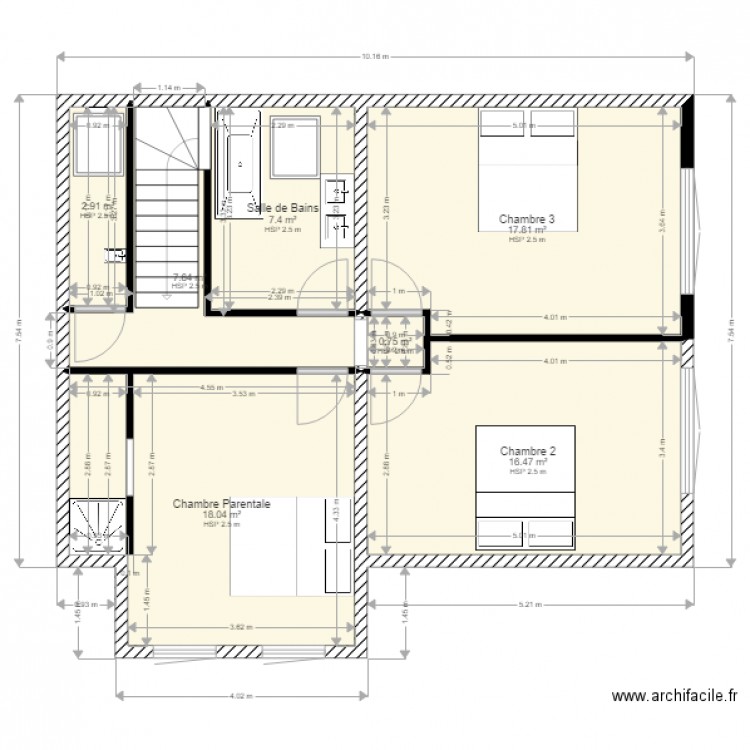 PLAN ETAGE PROJET SWENDER ROBERT. Plan de 7 pièces et 71 m2