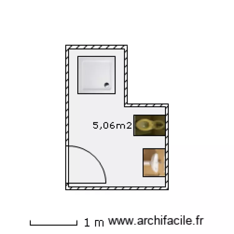 Salle de Bain chambre n&deg;1. Plan de 