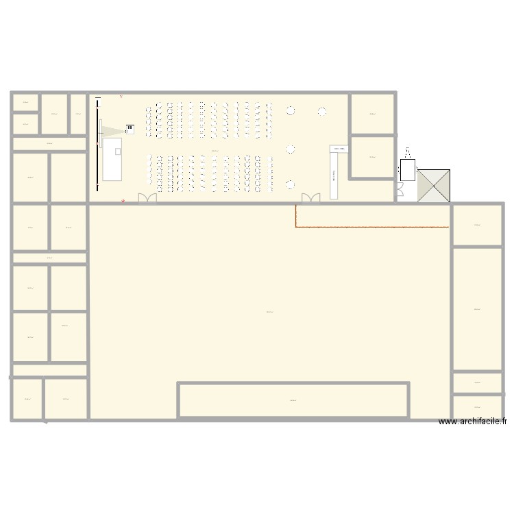 salle des sports. Plan de 23 pièces et 1704 m2